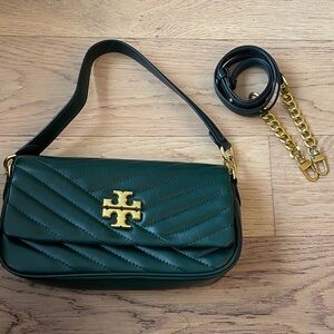 Tory Burch Dark Green Quilted Shoulder Bag